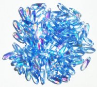 100 3x11mm Transparent Light Sapphire AB Dagger Beads